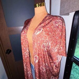 ANGELS Orange Peach Paisley Boho Kimono Cover Up Size Medium